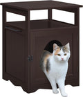 Yaheetech Cat Litter Box Enclosure, Hidden Litter Box Furniture with Open Shelf, Indoor Cat Washroom, Storage Cabinet Pet Crate, Side End Table, Wooden Pet House Espresso