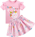 Akyzic Little Girl Skirt Outfit Two Piece Spring Summer Outfit Butterfly Dress Cat Print Skirt Toddler Girl Outfit Set