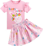 Akyzic Little Girl Skirt Outfit Two Piece Spring Summer Outfit Butterfly Dress Cat Print Skirt Toddler Girl Outfit Set