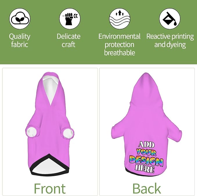 Custom Dog Hoodie, Personalized Dog Sweatshirt, Dog Clothes for Small Dogs Customizable, Violet, XS, Ropa para Perros Pequeños, Customized Pets Puppy Clothes, Personalized Gifts