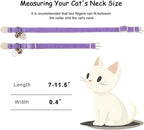 2 Pack Corduroy Cat Collars - Cute Breakaway Cat Collar with Bell and Paw Pendant, Soft Adjustable Fall Winter Kitten Collars for Girl Boy Cats, Lavender&Fuchsia