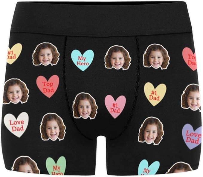 M YESCUSTOM Custom Boxers Briefs for Men Personalized Boxers with Face Mens Funny Underwear with Photo XS-5XL