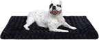 Washable Dog Bed Mat Soft Dog Crate Pad Fluffy Pet Kennel Beds Sleeping Mattress with Non-Slip Bottom for Large Jumbo Medium Small Dogs, 29 x 18 Inch, Black