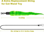 10PCS Cat Worm Toy for Cats, Cat Wand Toy Accessories, Cat Feather Toy Attachments Replacements, and 1PC Black String for Cat Fishing Pole Toy, Assorted Worm Cat Toy Teaser for Indoor Cats Kitten