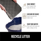GORILLA GRIP Cat Litter Box Mat, 35x23, Water Resistant, US Designed Kitty Litter Trapping Mats, Easy to Clean, Scatter Control, Less Mess and Clean Floors, Kitten Supplies for Indoor Cats, Dark Gray