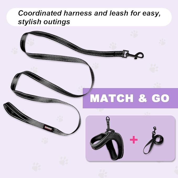 Cat Harness and Leash Set,Escape Proof Kitten Harness,Step in Adjustable Soft Lightweight,Easy Control,Reflective Strips Comfortable for Walking Travel(Black,XXXS)