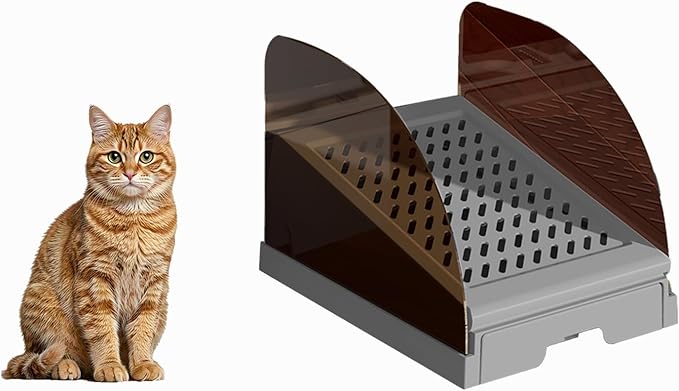 Plastic Inclined Steps Assist in Using Various Sizes of cat Litter Boxes. Plastic Large cat Litter Boxes Inclined Steps are Non Stick，Height Adjustable，Easy to Clean (Gray Small)