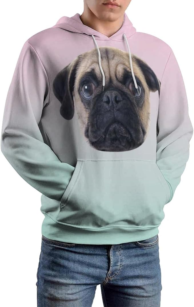 Artsadd Custom Face Unisex athletic Pockets Sweatshirt Loose Hoodie Custom Christmas Long Sleeve Sweatshirt Hooded Pullover