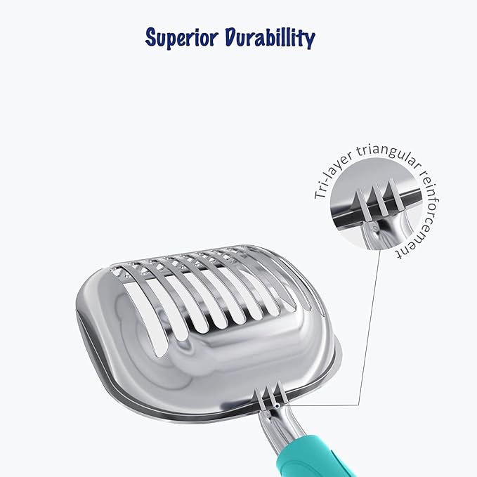 WePet Cat Litter Scoop, Aluminum Alloy Sifter, Kitty Metal Scooper, Deep Shovel, Long Handle, Poop Sifting, Kitten Pooper Lifter, Durable, Heavy Duty, for Litter Box