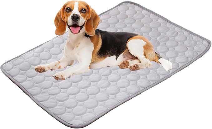 Dog Cooling Mat,2025 Upgrade Pet Cooling Mat for Dogs Cats,Summer Ice Silk Cool Mats & Sleeping Pad for Indoor or Outdoor,Perfect as Blanket for Kennel Sofa Bed Floor Car (Grey, Small, 19.6"x15.7")