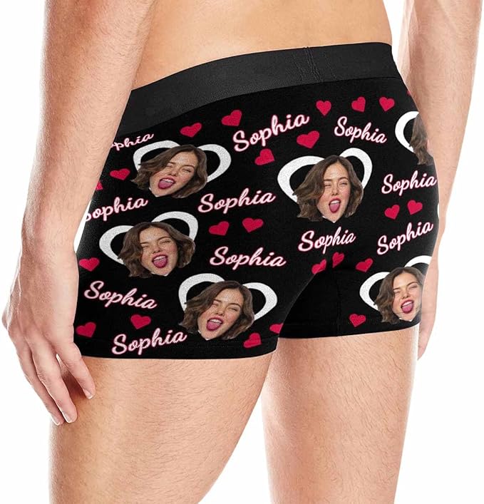 M YESCUSTOM Custom Faces Funny Short Briefs Gift for Husband Underwear