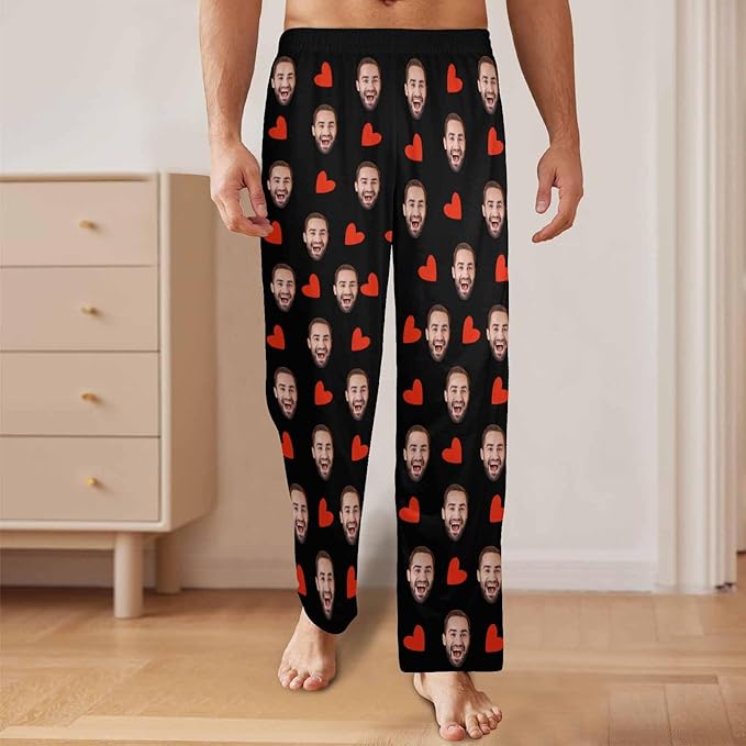 Personalized Face Pajama Pants for Men Women Custom Photo Printed Pajamas Bottoms Trousers Gift for Christmas Birthday