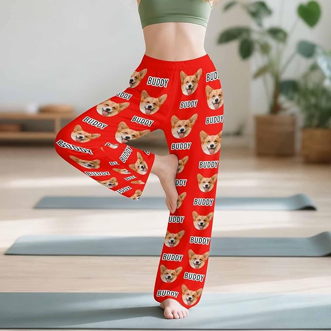 Custom Couple Pajama Pants Sock with Funny Face, Personalized PJ Anniversary Birthday Women Men Pants