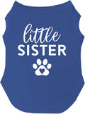 Little Sister Heart Paw Dog Tee Shirt Sizes for Puppies, Toys, and Large Breeds (Royal Blue, 3X-Large 218sis)