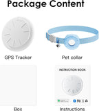 Cat Tracker, GPS Tracker Compatible with Apple Find My App(Only iOS), Waterproof Cat Tracker Collar with Bell and Safety Elastic Buckle, No Monthly Fee, Real-Time Location (Blue)
