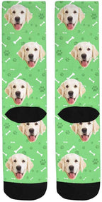 MyPupSocks Custom Personalized Photo Pet Face Socks, Cat and Dog Tracks Paws Bones Crew Socks with Picture for Men Women