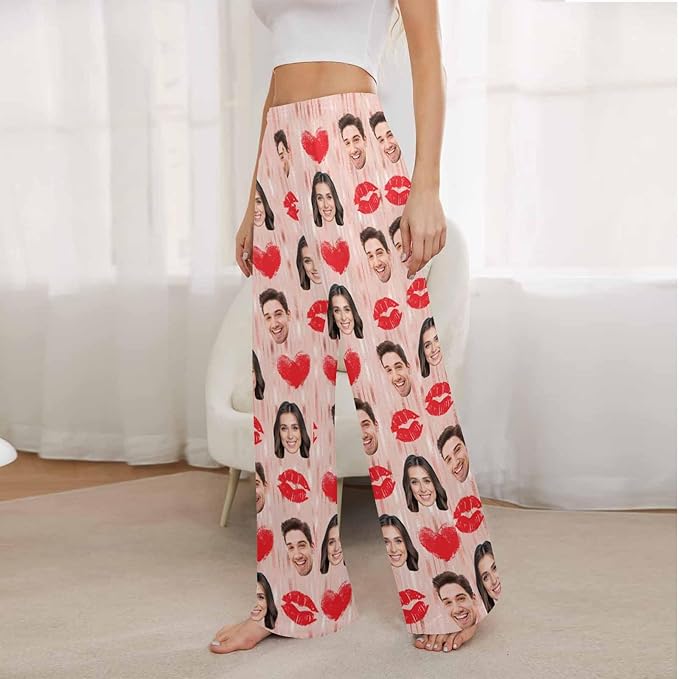 Artsadd Personalized Christmas Pajama Pants Socks for Men Custom Photo Pajama Bottoms for Men S-XXL