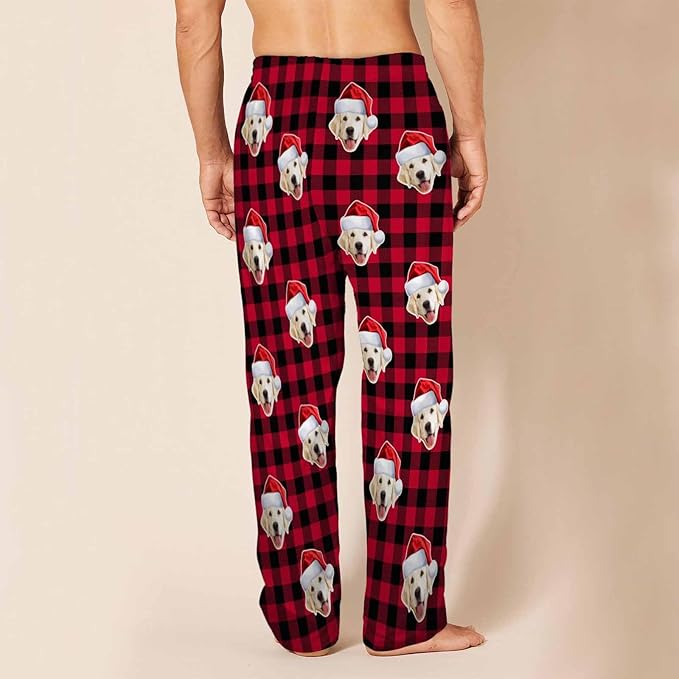 MyPupSocks Custom Pajama Pants for Pet Lover, Personalized Photo Face Printed Pajama Bottoms Sleepwear with Pockets