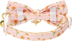 2 Pack Cat Collars, Removable Bowtie, Floral Pattern, Safety Breakaway Clasp, Adjustable for Cats.(Adult Cat,Mint Green and Lt Pink with Floral)