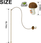 TTcat Cat Wand Toy for Indoor Cats, Wood Cat Stick Toy with Mushroom Catnip Toy,Interactive Cat Toy.