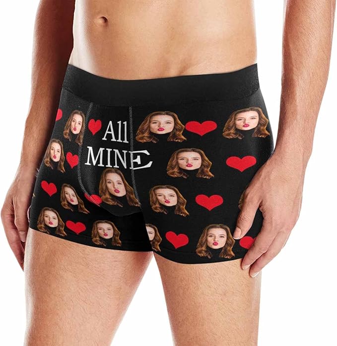 M YESCUSTOM Custom Faces Funny Short Briefs Gift for Husband Underwear