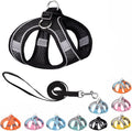 Black XS Dog Harness with Leash, No-Pull Puppy Harness for Easy Walk, Breathable Mesh Reflective Cat Vest for XXS Xs Small Medium Breed Pet Dogs, XS