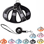Black XS Dog Harness with Leash, No-Pull Puppy Harness for Easy Walk, Breathable Mesh Reflective Cat Vest for XXS Xs Small Medium Breed Pet Dogs, XS