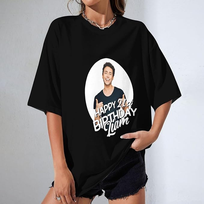 M YESCUSTOM Custom Funny Tshirts for Men Women Personalized Face Tshirt with Picture Customized Tee Gift for Dad Mom Husband