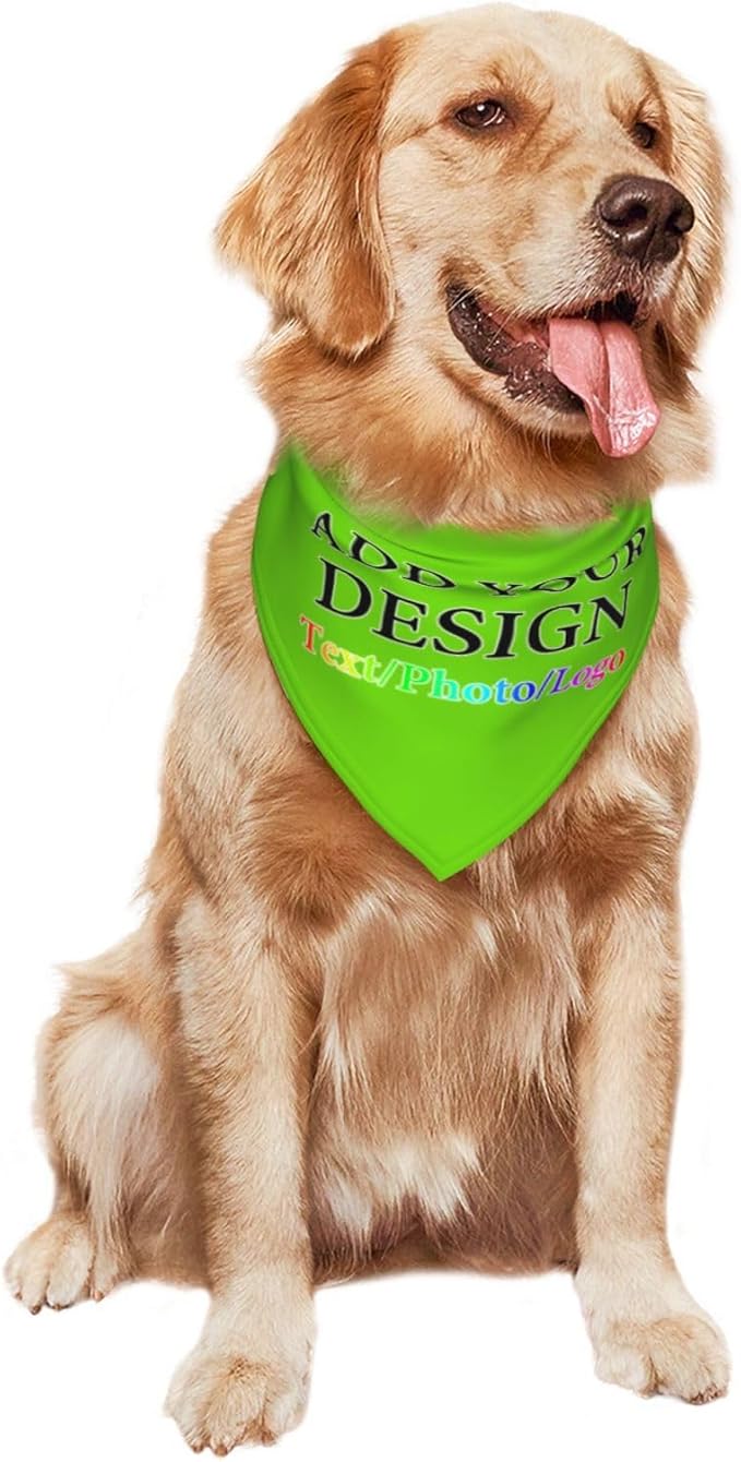 Personalized Dog Scarf Add Your Design Custom Dog Bandanas with Photo Name Text Image Customized Triangular Head Scarf Gifts for Small Medium Large Dogs Cats Pets, RoyalBlue