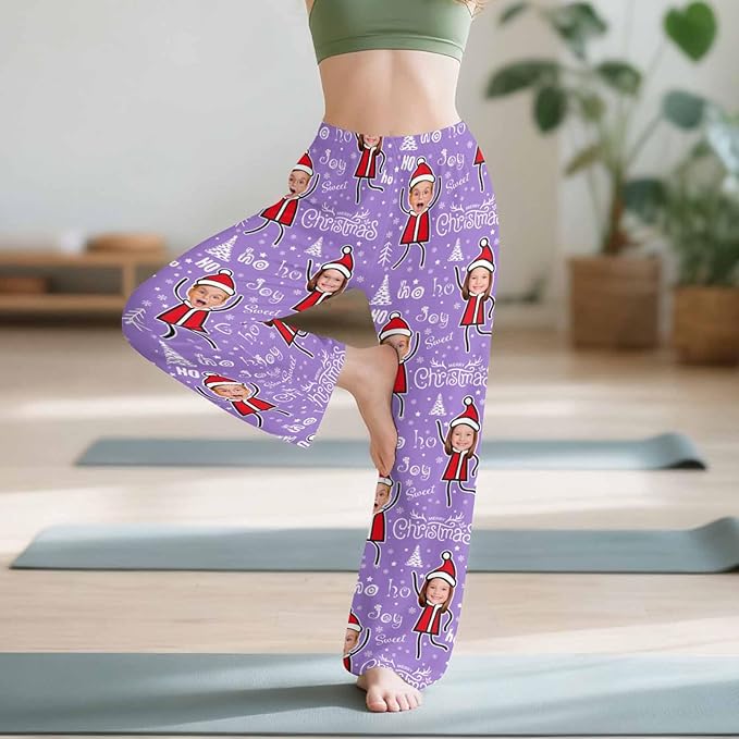 Custom Couple Pajama Pants Sock with Funny Face, Personalized PJ Anniversary Birthday Women Men Pants