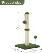 MECOOL Cat Scratching Post Premium Basics Kitten Scratcher Sisal Scratch Posts with Hanging Ball 22in for Kittens or Smaller Cats, Cactus Green