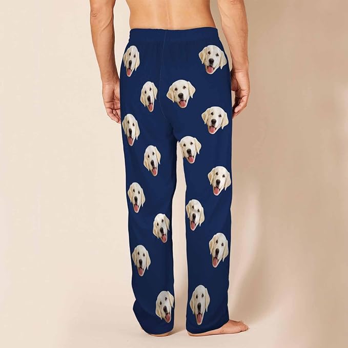 MyPupSocks Custom Pajama Pants for Pet Lover, Personalized Photo Face Printed Pajama Bottoms Sleepwear with Pockets
