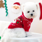 Christmas Dog Outfit Red Puppy Sweater for Small Dogs Girl Boy Elk Snowflake Cat Knitwear Reindeer Knitted Pet Clothes Santa Deer Costume for Chihuahua Yorkie Poodle (Red-2, Small)