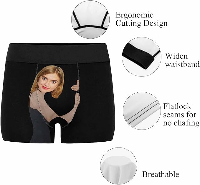 M YESCUSTOM Custom Faces Funny Short Briefs Gift for Husband Underwear