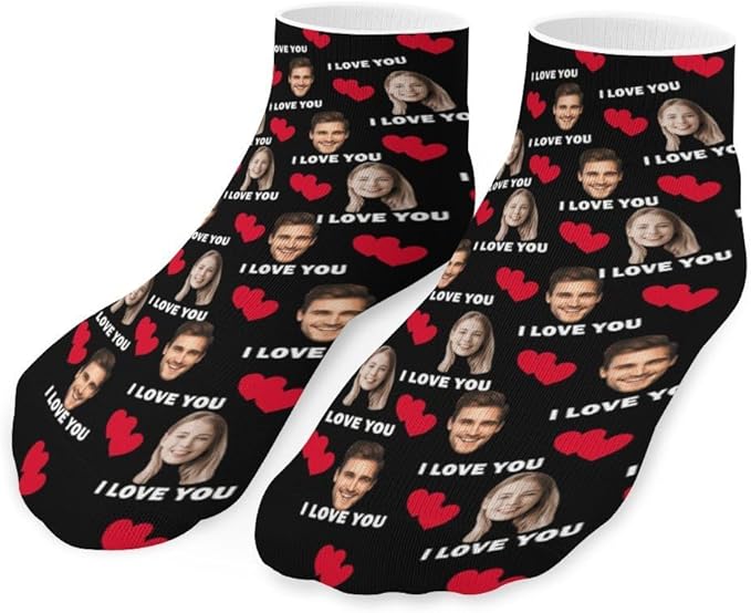Personalized Ankle Socks with Face Custom Photo Socks Low Cut Ankle Socks Athletic Socks Valentine's Day Gifts for Women Men
