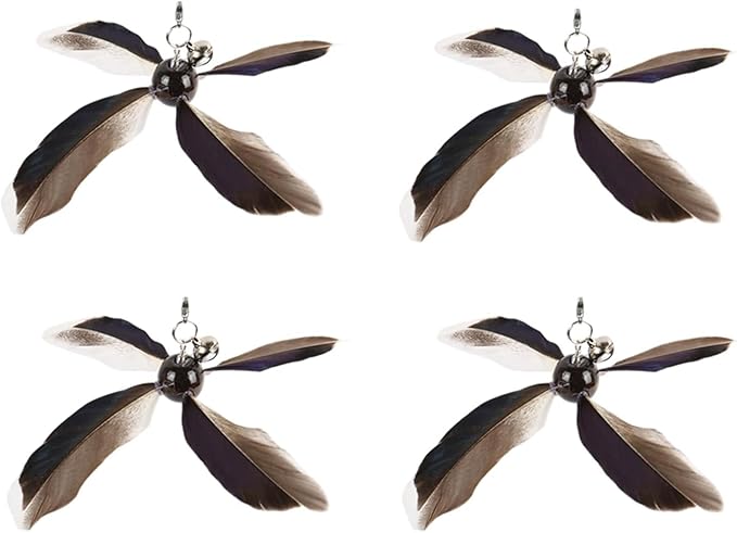 ottmat Cat Wand Toys Interactive for Indoor Cats, 4PC 4-Blade Feather Propeller Refills (Classic Mocha Brown)
