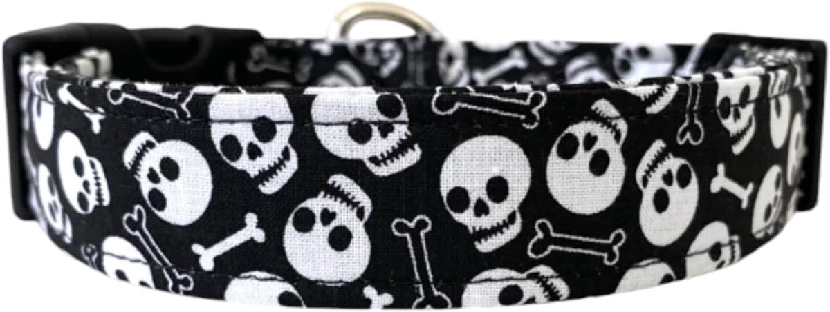 Skulls and Bones Dog Collar (X-Large (1/5" wide))