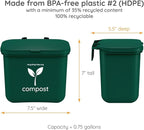 Small Green Compost Bin Container for Hanging on Kitchen Trash Container