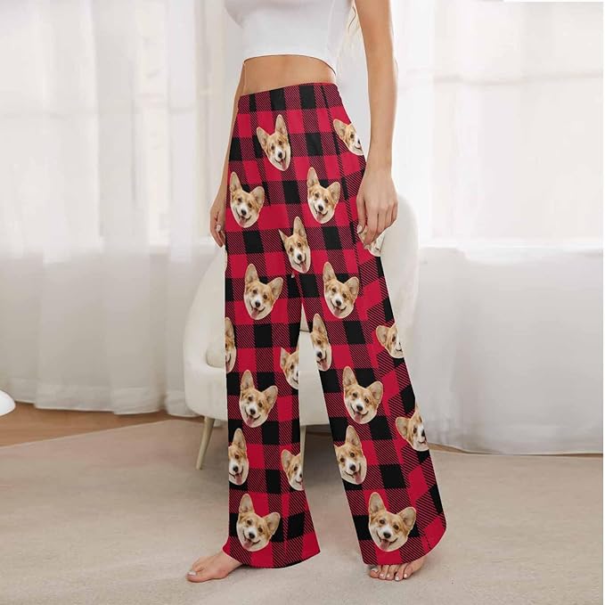 Artsadd Personalized Christmas Pajama Pants Socks for Men Custom Photo Pajama Bottoms for Men S-XXL