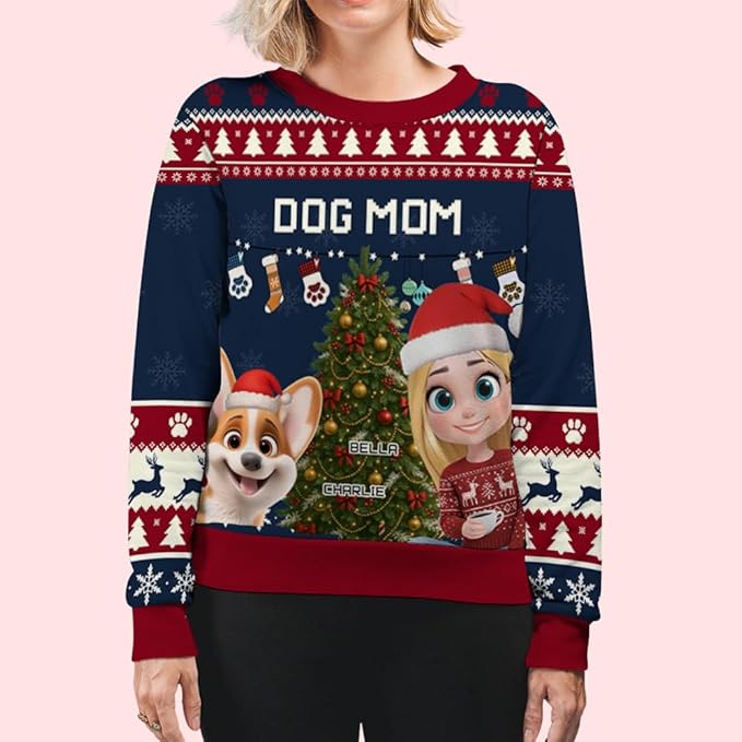 Wrappiness A Girl And Her Dog Christmas Sweatshirt - Cozy Unisex Fit Custom Shirt - Cute for Women Pet Lovers