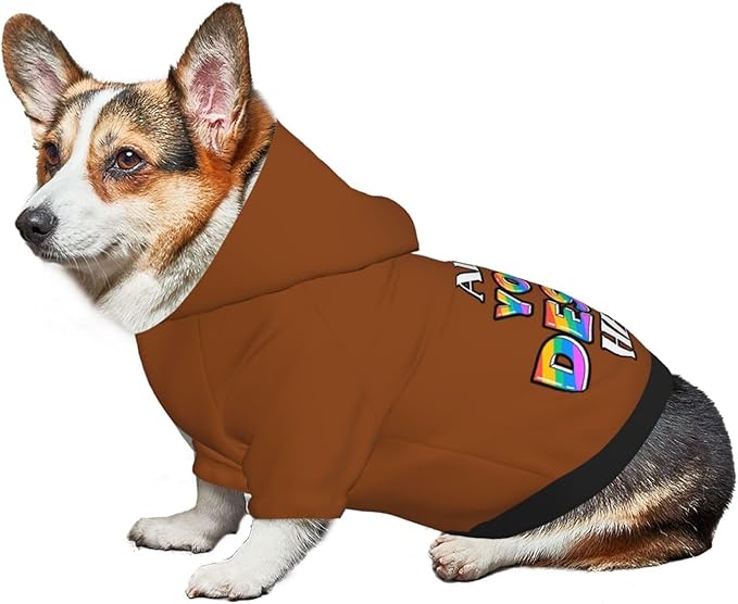 Custom Dog Hoodie for Small Pets, Personalized Photo Text Pet Warm Pullover Sweatshirt with Name Number, Customized Gifts Soft Hooded Cats Kitten Clothes, Saddle Brown, M,