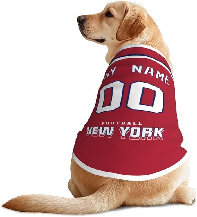 New York Custom Pet Jersey Dog Clothes Jersey Various Sizes Customized Any Name & Number for Small & Middle and Big Dogs