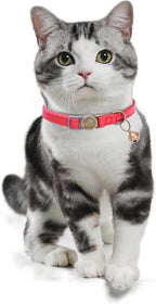 THAIN Leather Cat Collar with Bell Breakaway- Adjustable, Durable, Retro Bell fit Most Cats and Kittens (Black)