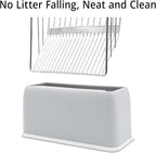 UFECODO Fast Sifting Cat Litter Scoop with Holder Stand, 2 Widths of Slots Stainless Steel Poop Scooper with Ergonomic Wood Handle, Heavy Duty and Easy Clean
