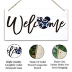 Welcome Sign for Front Door, Welcome Decor Wooden Hanging Sign for Wall Decor, Star Cartoon Characters Signs, Funny Wooden Outdoor Front Door Hanging Decoration 13.8X6.9 inches
