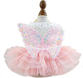 Fashion Sweet Puppy Dog Blingbling Princess Skirt Pet Dog Lace Cake Camisole Tutu Dress B-Pink XS