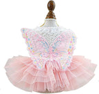 Fashion Sweet Puppy Dog Blingbling Princess Skirt Pet Dog Lace Cake Camisole Tutu Dress B-Pink XS