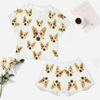 Custom Short Pajamas Set with Face Photo Women‘s Sleepwear Tee Personalized PJ Short Loungewear Set fot Her