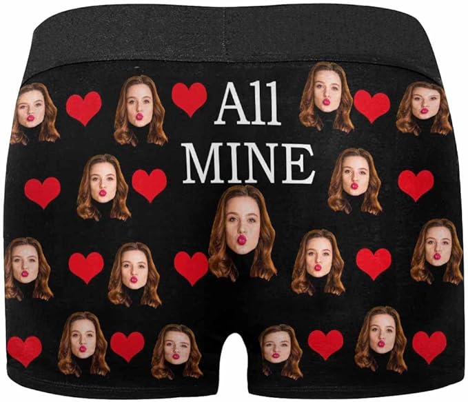 M YESCUSTOM Custom Faces Funny Short Briefs Gift for Husband Underwear