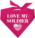 Love My Soldier Dog Bandana | 100% Cotton Adjustable Triangle | Made in USA | Army | Militray | Homecoming |Hot Pink, One Size (89)